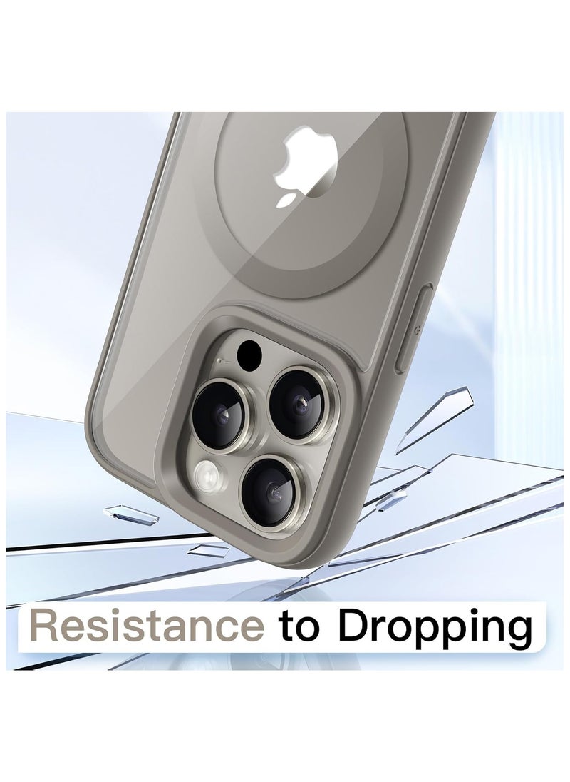 Denx - Magnetic Case for iPhone 14 Pro Case, Compatible with MagSafe, Plating Luxury Cover, Clear Soft TPU Shockproof Protective Phone Case, (Natural Titanium) - Image 1