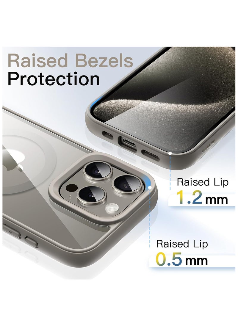Denx - Magnetic Case for iPhone 14 Pro Case, Compatible with MagSafe, Plating Luxury Cover, Clear Soft TPU Shockproof Protective Phone Case, (Natural Titanium) - Image 1