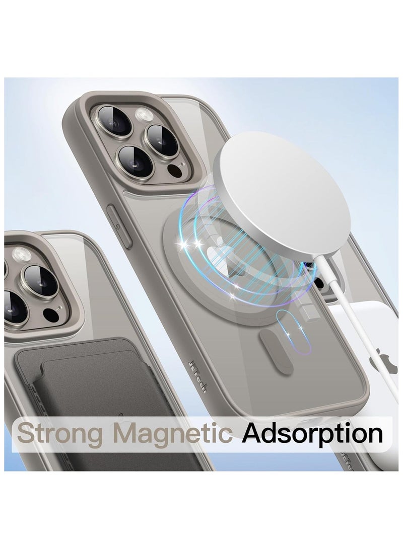 أكاليكس حافظة مغناطيسية لهاتف iPhone 14 Pro، متوافقة مع MagSafe، غطاء فاخر مطلي، حافظة هاتف واقية شفافة ناعمة من مادة TPU مقاومة للصدمات، (تيتانيوم طبيعي) - Image 5