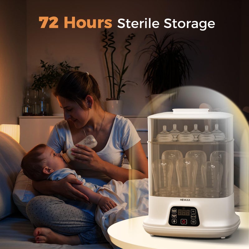 HEYAXA Baby Bottle Steri-lizer and Dryer, 10 Bottles Large Capacity, 4 in 1 Electric Steamer and Dryer for All Bottles, Parts & Baby Essentials, Touch Screen and Auto-Off - Image 4