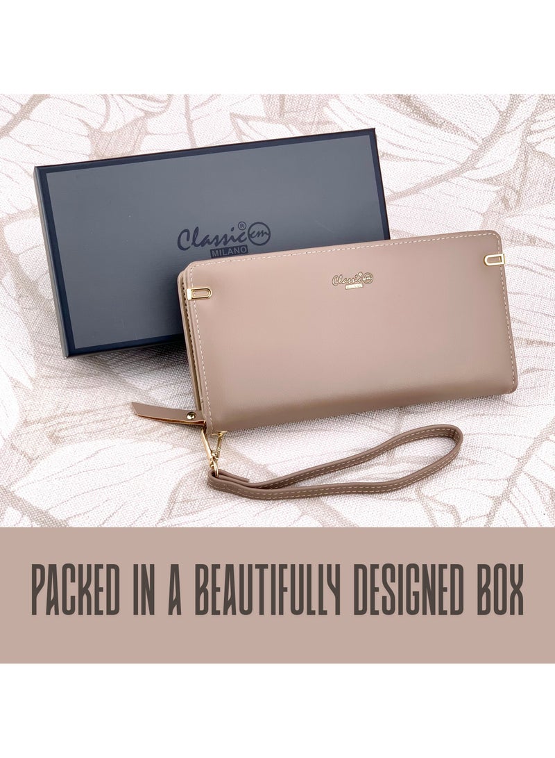 كلاسيك ميلانو - محفظة نسائية أنيقة من الجلد الصناعي مع حافظة بطاقات | محفظة عملات معدنية للنساء | محفظة نسائية نحيفة للاستخدام اليومي والسفر والهدايا - Image 5