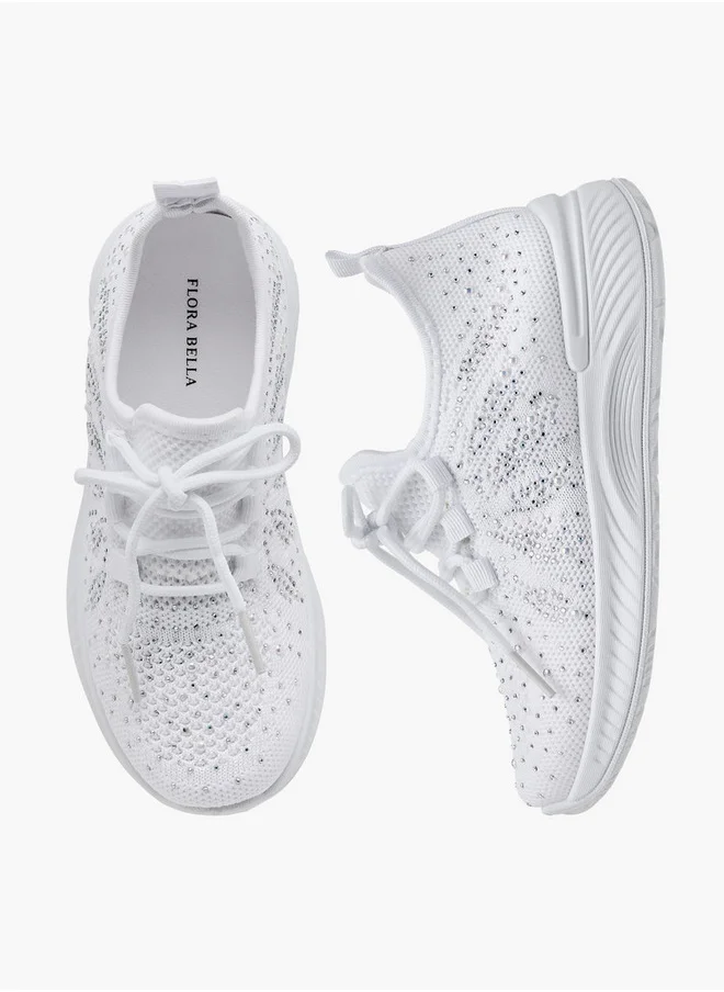 Flora Bella By Shoexpress Girls Embellished Slip-On Sneakers with Lace Detail