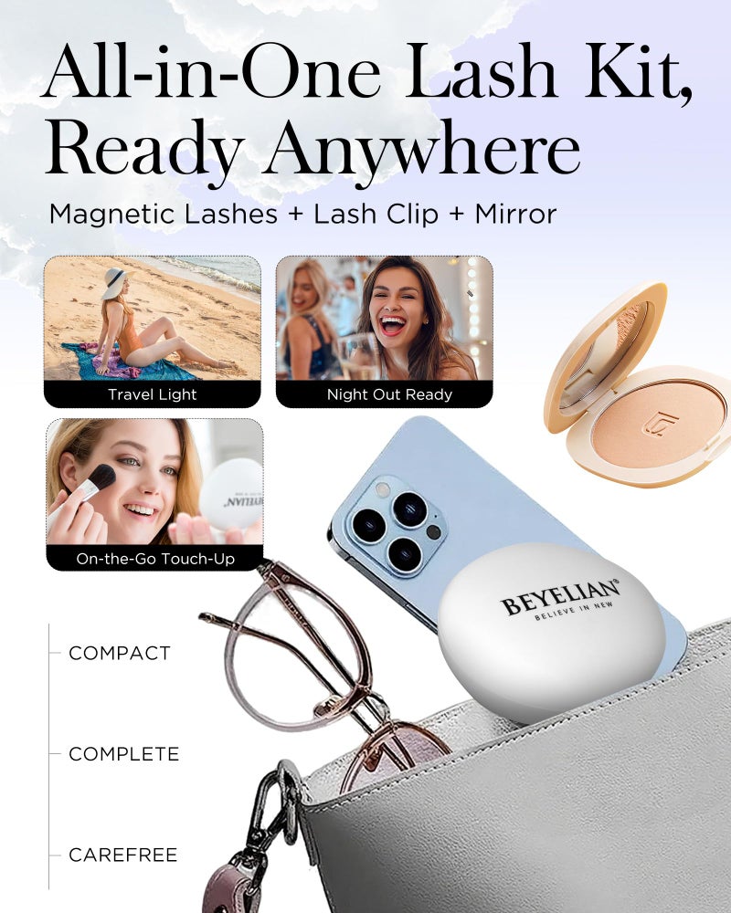BEYELIAN Portable Magnetic Eyelashes with Applicator Kit All-In-One Box, Upgrade Soft Reusable Magnetic Lashes, No Glue Needed False EyelashesAYT35 (Lightweight & Comfortable) - Image 3