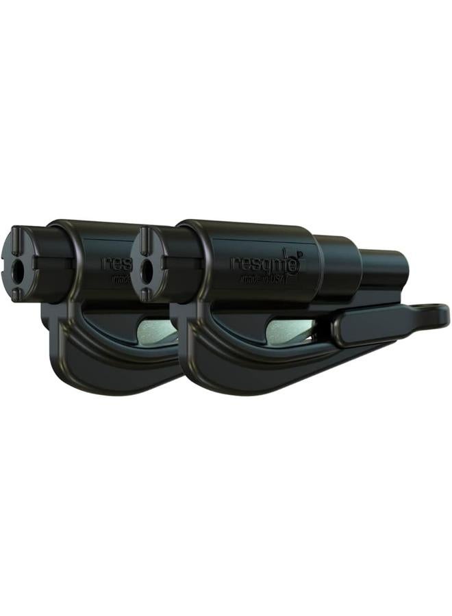 bluejw Pack of 2, The Original Emergency Keychain Car Escape Tool, 2-in-1 Seatbelt Cutter and Window Breaker, Made in USA, Compact Safety Hammer- Black - Image 1