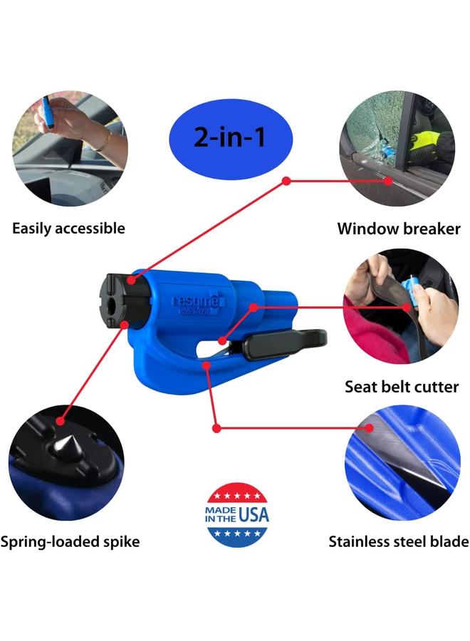 bluejw Pack of 2, The Original Emergency Keychain Car Escape Tool, 2-in-1 Seatbelt Cutter and Window Breaker, Made in USA, Compact Safety Hammer- Black - Image 5