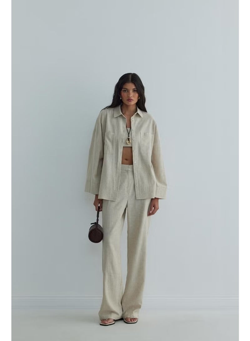 Suud Collection Natural Milos Linen Kimono Shirt - Image 1
