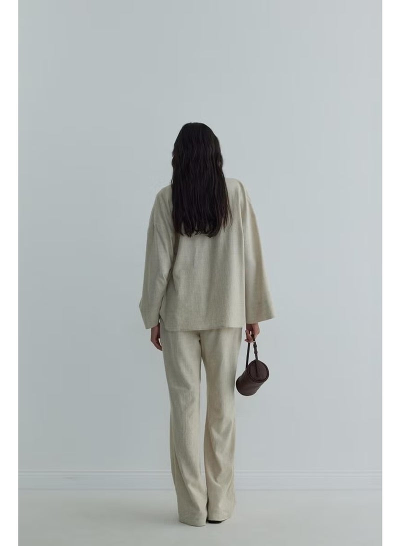 Suud Collection Natural Milos Linen Kimono Shirt - Image 2
