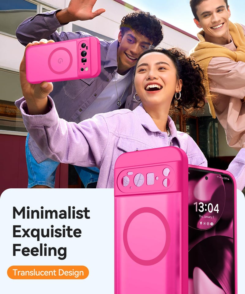 CANSHN Magnetic for Google Pixel 10 Pro Case(6.3 Inch), Upgraded [Full Camera Protection] [Compatible with Magsafe] [Translucent Matte] Shockproof Protective Phone Cover, Hot Pink - Image 4