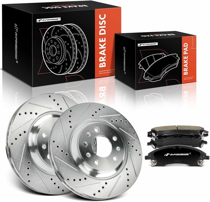 A-Premium Front Drilled and Slotted Brake Kit - Image 1