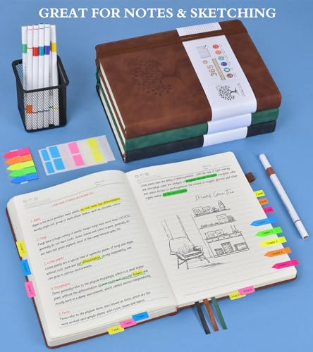 PERCUN B5 Lined Journal Notebook - 365 Page Large Leather Journals for Writing Women Men，Hardcover Notebook with 100Gsm Thick Pages，Daily Diary for Travel, Work，School，College Ruled (7.6" x 10.3") - Image 4