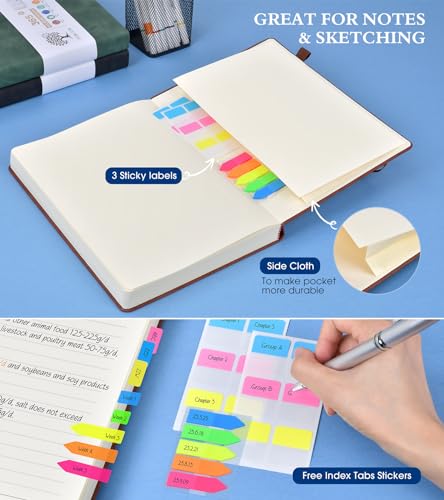 PERCUN B5 Lined Journal Notebook - 365 Page Large Leather Journals for Writing Women Men，Hardcover Notebook with 100Gsm Thick Pages，Daily Diary for Travel, Work，School，College Ruled (7.6" x 10.3") - Image 5