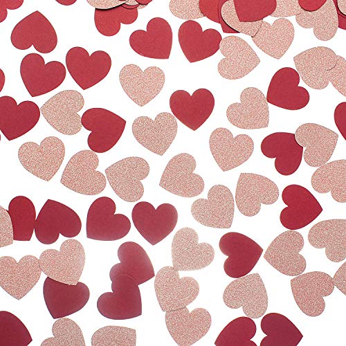 MOWO Glitter Heart Confetti for Table Wedding Birthday Party Decoration 12 inch in Diameter rose gold glitterburgundy200pc - Image 5
