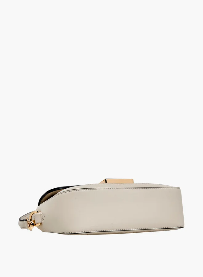ELLE Monogram Embossed Shoulder Bag with Detachable Chain Strap