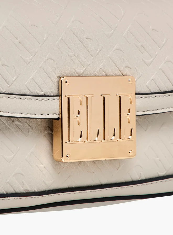 ELLE Monogram Embossed Shoulder Bag with Detachable Chain Strap