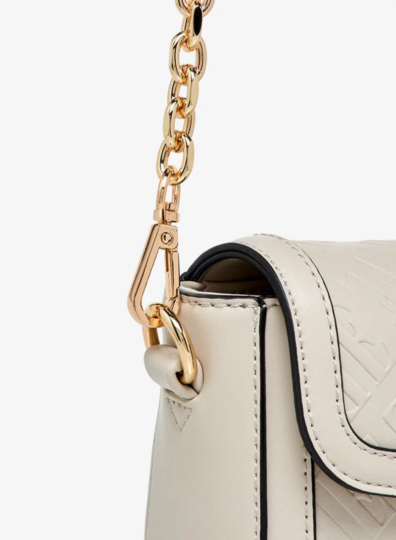 ELLE IVORY Monogram Embossed Shoulder Bag with Detachable Chain Strap for Women | Best Price UAE