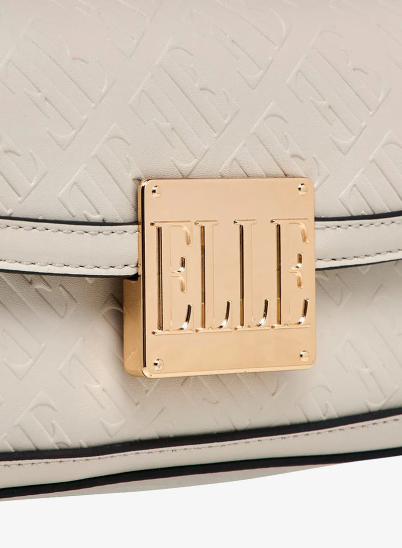 ELLE IVORY Monogram Embossed Shoulder Bag with Detachable Chain Strap for Women | Best Price UAE