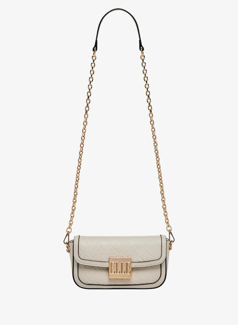 ELLE IVORY Monogram Embossed Shoulder Bag with Detachable Chain Strap for Women | Best Price UAE