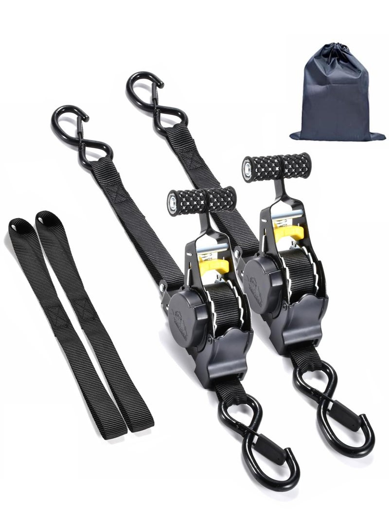 والالا مجموعة من 2 حزام ربط قابل للسحب، قوة كسر 680 كجم، أحزمة ربط قابلة للسحب شديدة التحمل، خطافات S مع مشبك أمان، مع حقيبة تخزين، للدراجات النارية والقوارب والكاياك والبضائع - Image 1