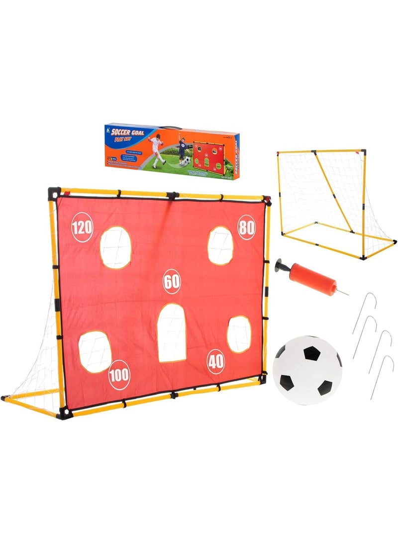 GOLD MANTIS Kids Soccer Goal Net Set with Scoring Target Sheet – Football Game Training Net with Ball, Pump & Hooks – Portable Indoor Outdoor Sports Play for Garden Lawn School Backyard - Image 5