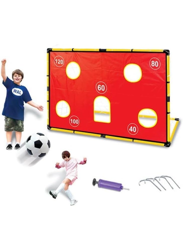 GOLD MANTIS Kids Soccer Goal Net Set with Scoring Target Sheet – Football Game Training Net with Ball, Pump & Hooks – Portable Indoor Outdoor Sports Play for Garden Lawn School Backyard - Image 1