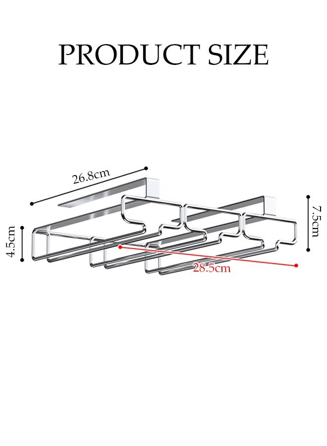 DUNISO حامل أكواب معلق معدني مثبت على الحائط لحامل أكواب النبيذ من الفولاذ المقاوم للصدأ تحت الخزانة حامل أكواب زجاجي معلق حامل أكواب الكروم لحامل الكؤوس في البار والمطبخ - Image 4