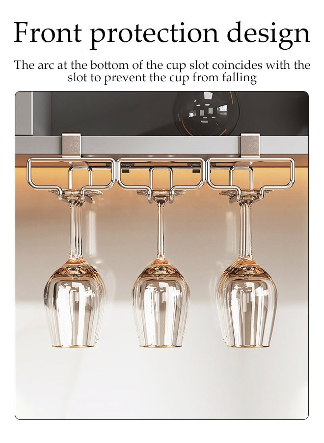 DUNISO حامل أكواب معلق معدني مثبت على الحائط لحامل أكواب النبيذ من الفولاذ المقاوم للصدأ تحت الخزانة حامل أكواب زجاجي معلق حامل أكواب الكروم لحامل الكؤوس في البار والمطبخ - Image 2