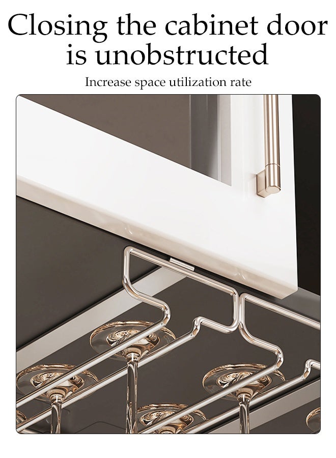 DUNISO حامل أكواب معلق معدني مثبت على الحائط لحامل أكواب النبيذ من الفولاذ المقاوم للصدأ تحت الخزانة حامل أكواب زجاجي معلق حامل أكواب الكروم لحامل الكؤوس في البار والمطبخ - Image 3