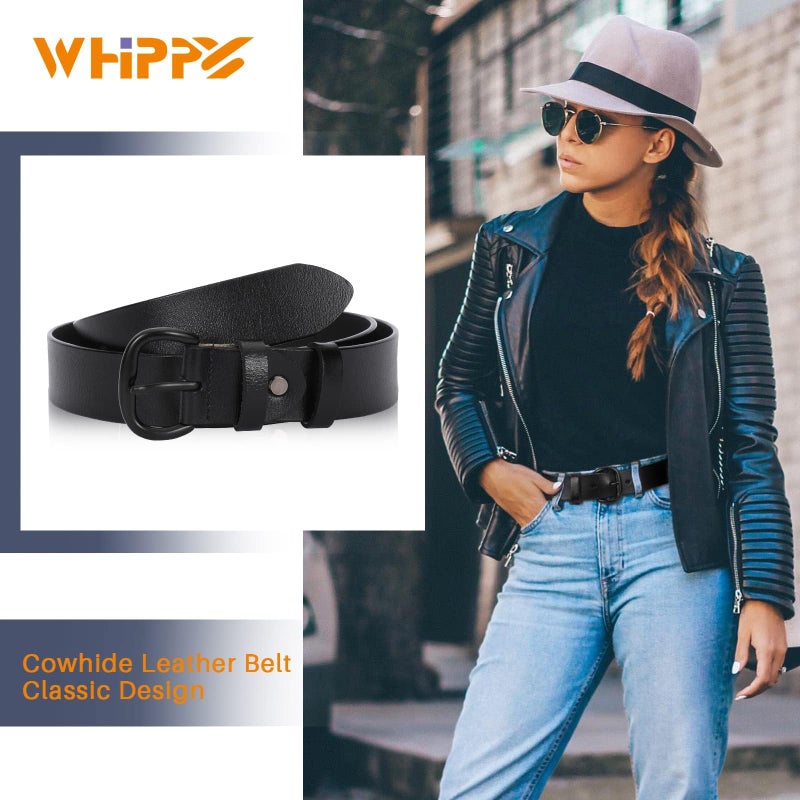 WHIPPY Women Leather Belt for Jeans Pants Dresses Ladies Waist Belt with Black Buckle M - Image 4