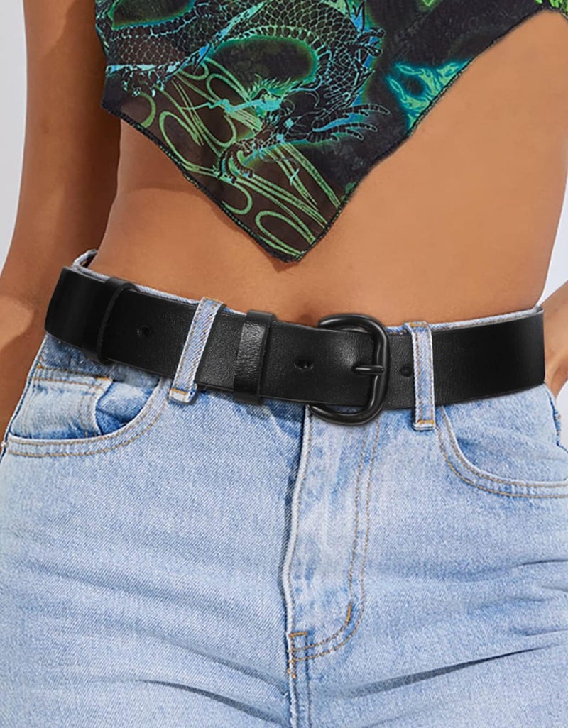 WHIPPY Women Leather Belt for Jeans Pants Dresses Ladies Waist Belt with Black Buckle M - Image 3