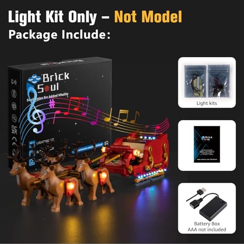 BrickSoul LED Light Up Kit Compatible with Lego Christmas Santas Sleigh 40499 Building Set for Adults Upgraded Sound Version with Music Playback Lighting Accessories Not 40499 Building - Image 5