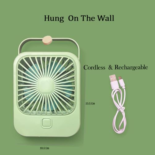 MIRADH Small Desk Fan, 2000mAh Rechargeable Fan Battery Powered, 180°Foldable Portable Fan, 3 Speeds Adjustable USB Fan Silent Powerful for Home Office Travel Outdoor (GREEN) - Image 2