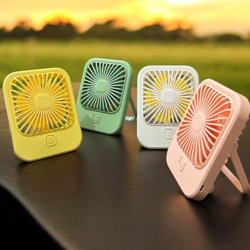 MIRADH Small Desk Fan, 2000mAh Rechargeable Fan Battery Powered, 180°Foldable Portable Fan, 3 Speeds Adjustable USB Fan Silent Powerful for Home Office Travel Outdoor (GREEN) - Image 5