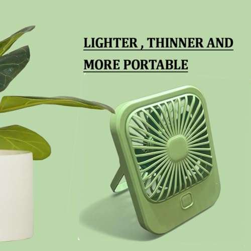 MIRADH Small Desk Fan, 2000mAh Rechargeable Fan Battery Powered, 180°Foldable Portable Fan, 3 Speeds Adjustable USB Fan Silent Powerful for Home Office Travel Outdoor (GREEN) - Image 3