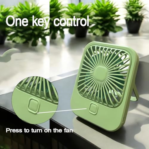 MIRADH Small Desk Fan, 2000mAh Rechargeable Fan Battery Powered, 180°Foldable Portable Fan, 3 Speeds Adjustable USB Fan Silent Powerful for Home Office Travel Outdoor (GREEN) - Image 4