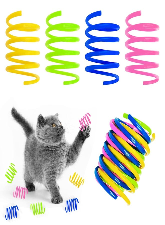 Kerros Cat Spring Toy 60 Pack, Plastic Springs Cat Toy Springs for Indoor Cats Kitten Toys for Swatting, Biting, Hunting, Tnteractive (4 Colors) - Image 1