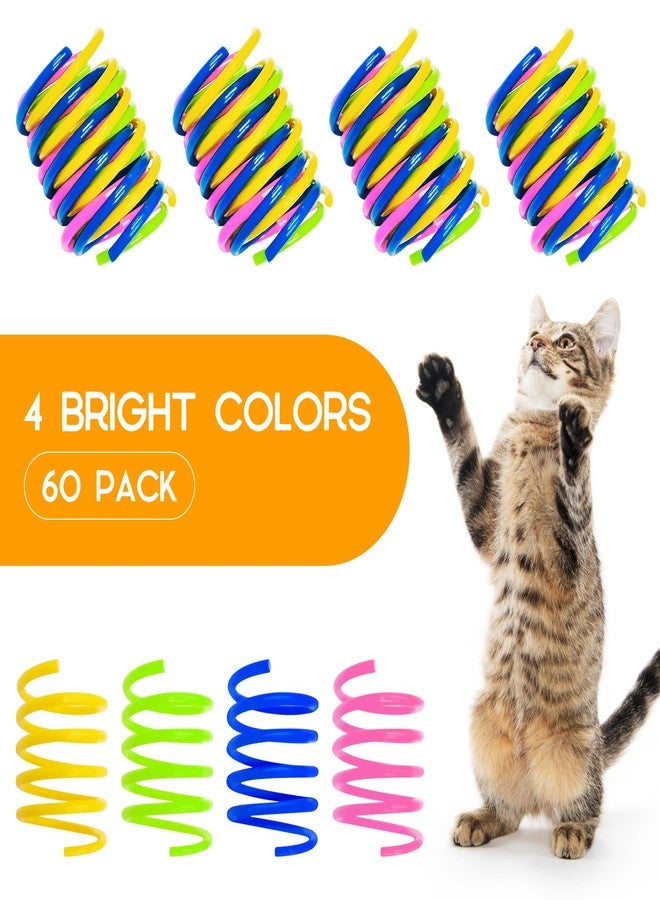 Kerros Cat Spring Toy 60 Pack, Plastic Springs Cat Toy Springs for Indoor Cats Kitten Toys for Swatting, Biting, Hunting, Tnteractive (4 Colors) - Image 4