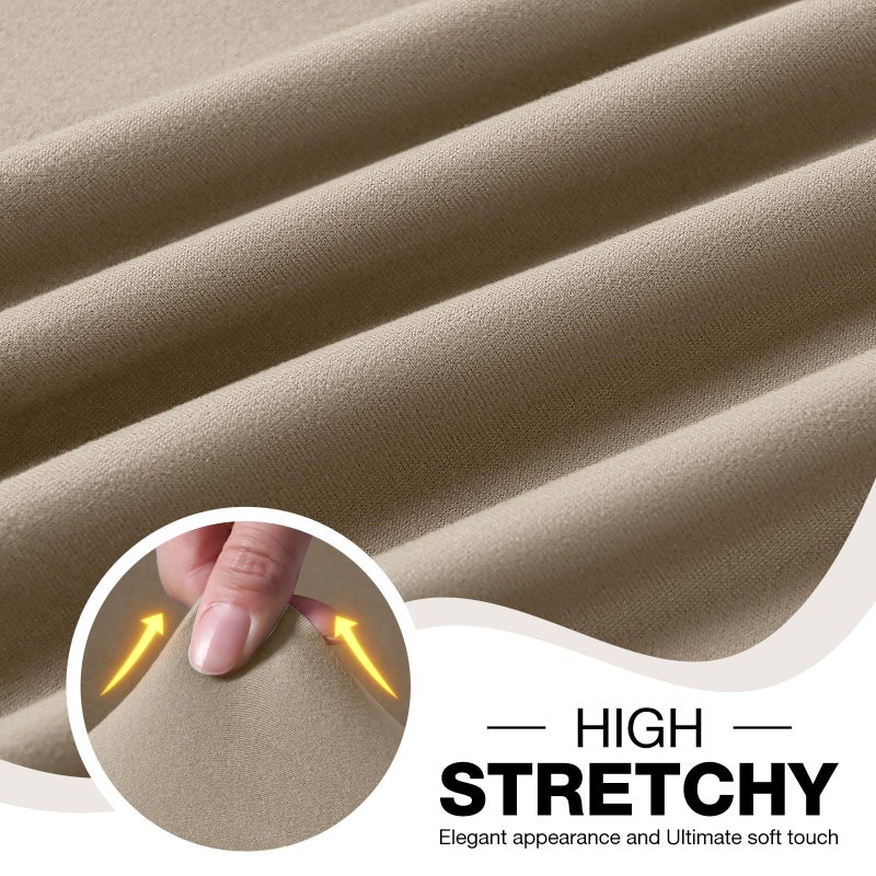 TAOCOCO Recliner Chair Covers Stretch Polyester Fabric 3-Piece for Large Recliners, Soft, Breathable and Skin-Friendly Furniture Protector - Fits Most Recliner Sizes (Taupe) - Image 2