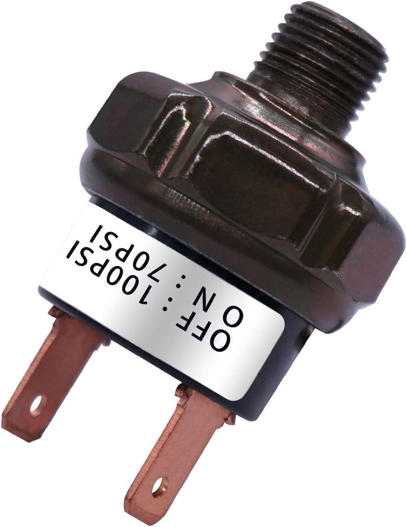 mankk Air Pressure Switch 70-100 PSI Thread 1/8" NPT 24V 12V DC Air Compressor Pressure Switch for Air Horn Train 70-100-1/8" NPT-BK - Image 1