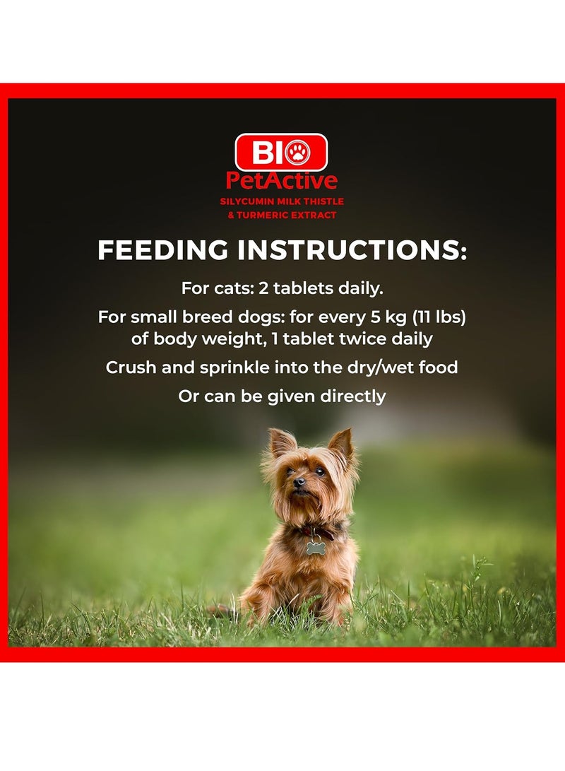 Bio PetActive Liver and Kidney Health Milk Thistle Supplement for Cats and Dogs Removes Toxins Support Liver Regeneration and Boost Immune System with Silycumin Turmeric 100 Tabs Small Breeds - Image 3