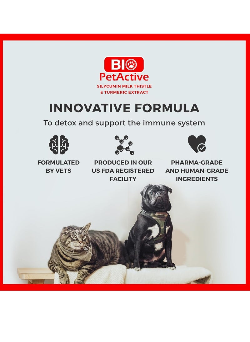 Bio PetActive Liver and Kidney Health Milk Thistle Supplement for Cats and Dogs Removes Toxins Support Liver Regeneration and Boost Immune System with Silycumin Turmeric 100 Tabs Small Breeds - Image 4