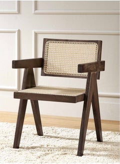 ELFSA Mid century Modern Accent Chair Solid Wood Frame Armchair with Rattan Perfect for Home Office Living Room and Dining Room  - Image 1