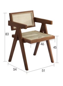 ELFSA Mid century Modern Accent Chair Solid Wood Frame Armchair with Rattan Perfect for Home Office Living Room and Dining Room  - Image 4