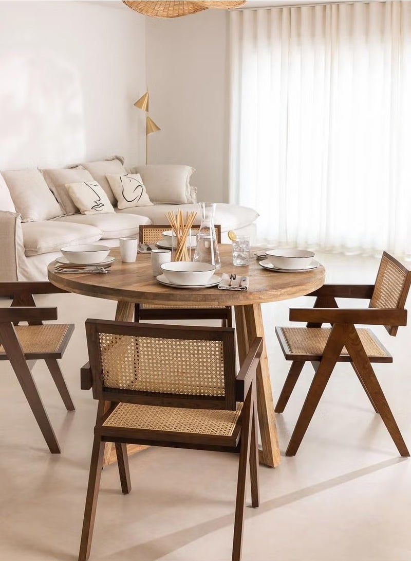 ELFSA Mid century Modern Accent Chair Solid Wood Frame Armchair with Rattan Perfect for Home Office Living Room and Dining Room - Image 5