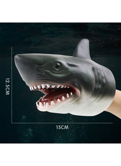 Dinosaur Hand Doll Gloves Soft Glue King Dragon Triceratops Shark Simulation Animal Model Stall Shark Arm Toys Cross Border-Colour:Large Megalodon Shark Hand Puppet