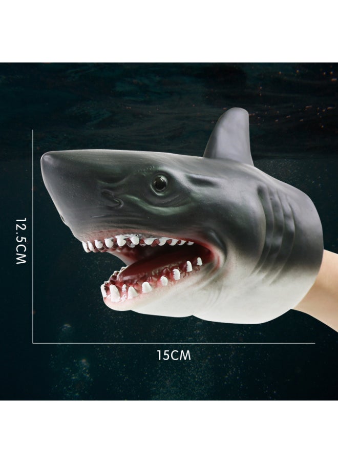Generic - Dinosaur Hand Doll Gloves Soft Glue King Dragon Triceratops Shark Simulation Animal Model Stall Shark Arm Toys Cross Border-Colour:Large Megalodon Shark Hand Puppet - Image 1
