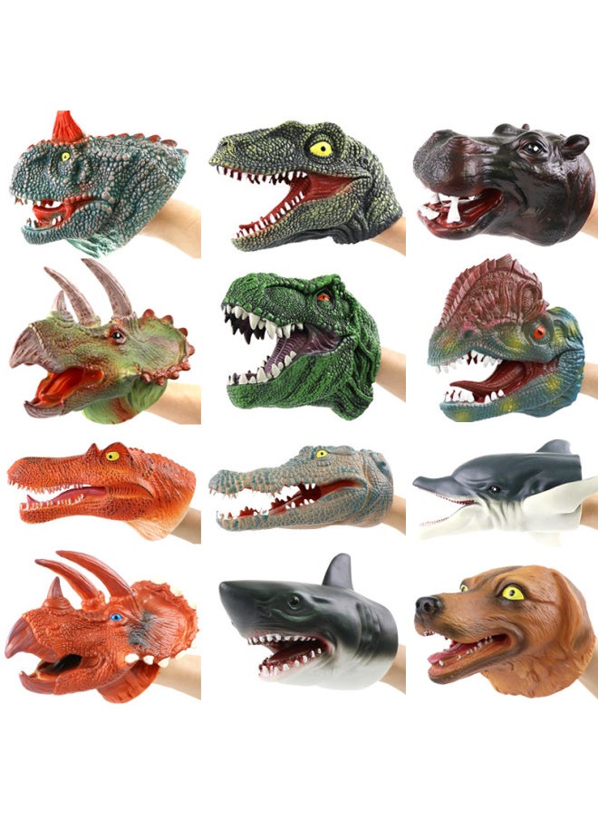 Generic - Dinosaur Hand Doll Gloves Soft Glue King Dragon Triceratops Shark Simulation Animal Model Stall Shark Arm Toys Cross Border-Colour:Large Megalodon Shark Hand Puppet - Image 1