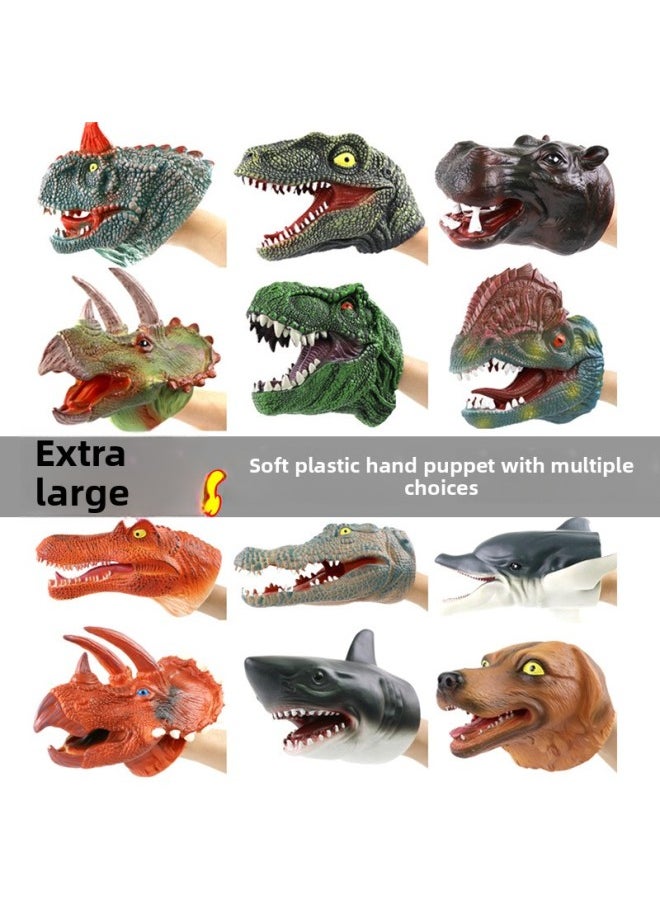 Generic - Dinosaur Hand Doll Gloves Soft Glue King Dragon Triceratops Shark Simulation Animal Model Stall Shark Arm Toys Cross Border-Colour:Large Megalodon Shark Hand Puppet - Image 1