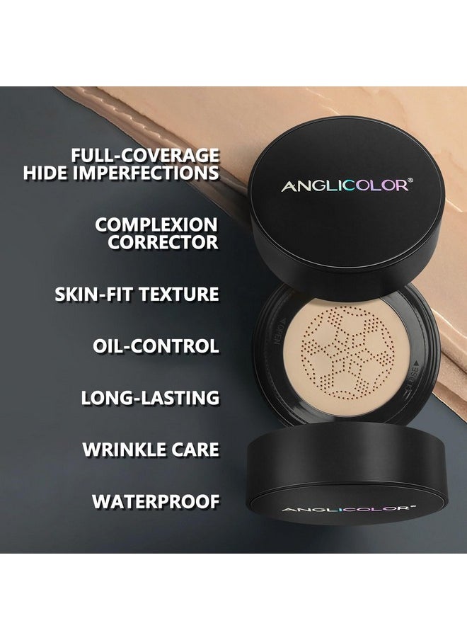 Anglicolor Anglicolor Mushroom Head Air Cushion CC Cream Strong Concealer 2PC,Face Makeup Cushion Foundation Long Lasting,Moisturizing BB Cream Makeup Base Primer Even Skin Tone for All Skin Types (2PC 04, 200g)  - Image 3