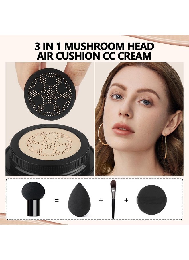 Anglicolor Anglicolor Mushroom Head Air Cushion CC Cream Strong Concealer 2PC,Face Makeup Cushion Foundation Long Lasting,Moisturizing BB Cream Makeup Base Primer Even Skin Tone for All Skin Types (2PC 04, 200g)  - Image 5