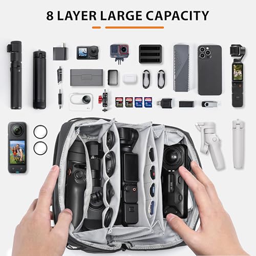 Tomat Osmo Pocket 3 Carry Bag for Xtra MuseOsmo Pocket 3 Osmo Mobile 7P SEAccessories Portable Travel Large Case Waterproof Multilayer All in One Storage Bag for Insta360 Flow Pro 2 - Image 3